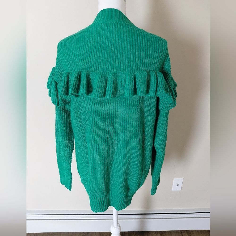 Sugar + lips Cardigan Womens SMALL NWT Jolie Ruffle Open Front Primary GREEN - Picture 3 of 7